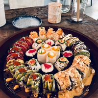 Party mix sushi platter - very creative & tasty at Golden State Vegan Sushi in Bangkok