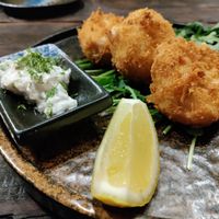 Delicious crab cakes! at Golden State Vegan Sushi in Bangkok