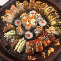 Sushi Party - looks great, tasted good, took an hour too arrive. at Golden State Vegan Sushi in Bangkok