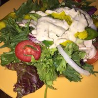house salad with (vegan) garden dressing at Mellow Mushroom in Suwanee