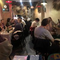 Inside the cosy restaurant   at Godjo in Paris