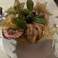 Beautiful fruit salad, finished with gold!   at Godjo in Paris