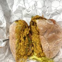 animal breakfast sandwich  at Source Coffeehouse in Bridgeport