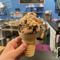 Chocolate gelato and cake cone  at Happy Cones Co in Edgewater