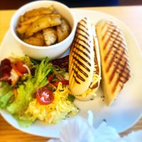Seitan panini with cajun mayo at Vegan Earth in Ayr