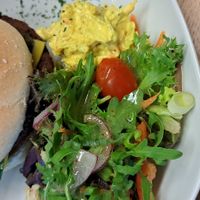 Sweet chilli seitan burger at Vegan Earth in Ayr