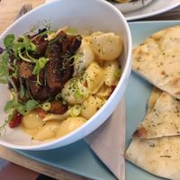 Pasta & creamy Cajun sauce  with chilli seitan at Vegan Earth in Ayr