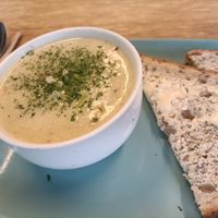 Leak & potato soup at Vegan Earth in Ayr