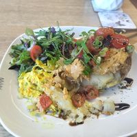 Baked potato with hummus at Vegan Earth in Ayr