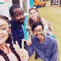 left to right: Owner Ambery Edge, DJ Grateful, Katie and Jessie at Authentique Cafe in Fayetteville