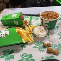 Mac and cheese. Popcorn chicken   at Oowee Vegan in South West London