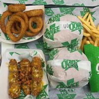 Burger and sides at Oowee Vegan in South West London