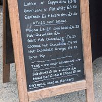 Coffee menu at New Dawn Vegan Coffee Shop in Borrowdale