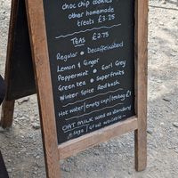 Tea menu at New Dawn Vegan Coffee Shop in Borrowdale