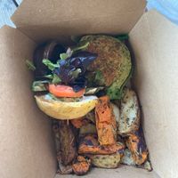 Burger and fries!  So fresh and good! at Pomegranate Cafe in Phoenix