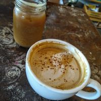 Pumpkin spice coconut caramel latte & cold brew at Pomegranate Cafe in Phoenix