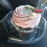 Vegan Strawberry chocolate cupcake!!! at Pomegranate Cafe in Phoenix