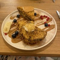 Vegan French toast with nut butter and fresh fruit  at Birdie & Co - Mittelstraße in Dusseldorf