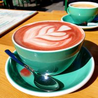 Beet latte with oat milk at Birdie & Co - Mittelstraße in Dusseldorf