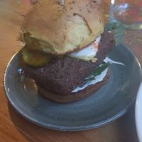 Tofu burger at Nelsons Wine Bar in Hebden Bridge