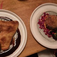 Giant Samosa & Kofta ball at Nelsons Wine Bar in Hebden Bridge