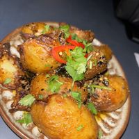 Bombay potato’s   at Nelsons Wine Bar in Hebden Bridge