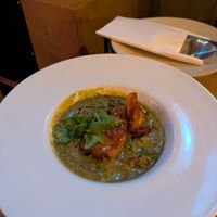 Pea and mint malai curry at Nelsons Wine Bar in Hebden Bridge