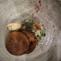 Seitan, chickpea, strawberry, fennel, sumac, white balsamic at Roselily in South Bend
