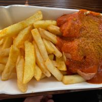 currywurst with fries   at Rebels in Bamberg