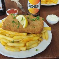 Sojaschnitzel mit Bio-Pommes at Rebels in Bamberg