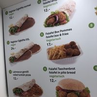 new menu  at XXL Kebap & Vegan in Luzern