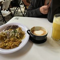Scrambel tofu Mexi style, mango orange jucie and the best coffe in play the carmen   at Corazon Contento PDC in Playa Del Carmen