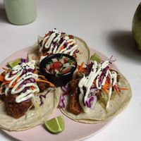 tacos 'los baja' & a coconut at Corazon Contento PDC in Playa Del Carmen