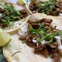 Tacos de v-steak con todo at Corazon Contento PDC in Playa Del Carmen