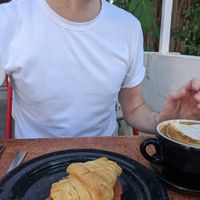 Breakfast: Savoury croissant at Corazon Contento PDC in Playa Del Carmen