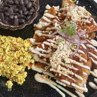 Chilaquiles con tofu a la mexicana   at Corazon Contento PDC in Playa Del Carmen