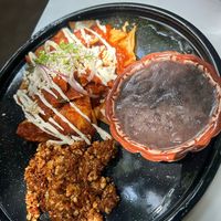 Chilaquiles con tofu con chorizo   at Corazon Contento PDC in Playa Del Carmen