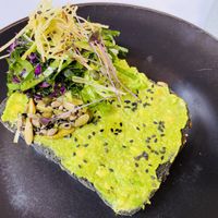 avocado toast on activated charcoal bread at Corazon Contento PDC in Playa Del Carmen