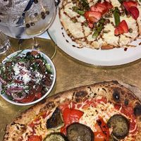 Gluten free spring special (top), grilled veggies pizzette (bottom)  at Vegitalian - Schoutenstraat in Utrecht