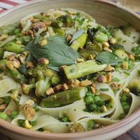 Pasta met groene asperges at Vegitalian - Schoutenstraat in Utrecht