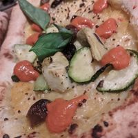 Pizzetta sweet pepper and roasted veggies at Vegitalian - Schoutenstraat in Utrecht