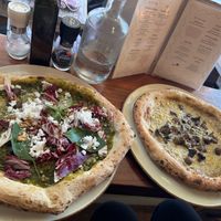Vegan Feta and cavolo Nero pizza and truffled mushroom pizza  at Vegitalian - Schoutenstraat in Utrecht