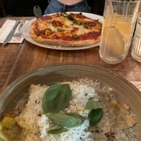 ravioli and gluten free no pepperoni pizza   at Vegitalian - Schoutenstraat in Utrecht