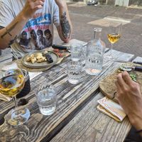 Orange wines with hints of orange and pineapple. at Vegitalian - Schoutenstraat in Utrecht