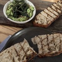 Edamame bean dip with sourdough - YUM!!!  at The Apple Shed in Mapua