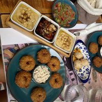 Falafel plate and mezze- 2x hummus so that it’s vegan  at Tastes of Damascus in Athens