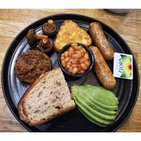 Full Vegan Breakfast. ( I didn't get tomato ) at Wanderlust Cafe & Bistro in Edinburgh
