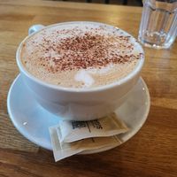 Vegan capucino at Wanderlust Cafe & Bistro in Edinburgh