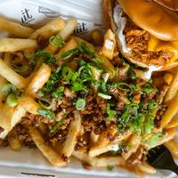 Loaded fries & Death Valley Chik Sandwich  at Winter Park Biscuit Company in Orlando