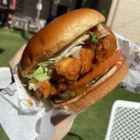 Fried chicken sandwich with gator sauce   at Winter Park Biscuit Company in Orlando
